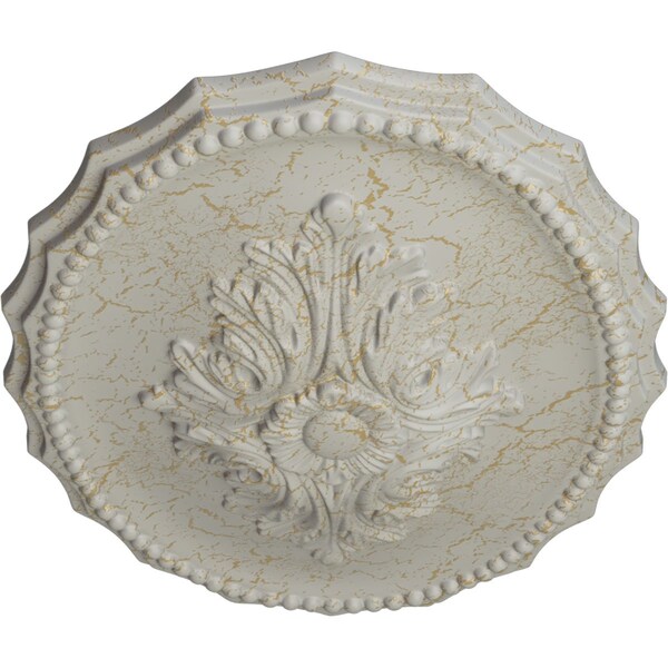 Oxford Ceiling Medallion, Hand-Painted Pot Of Cream Crackle, 16 7/8W X 11 3/4H X 1 1/2P